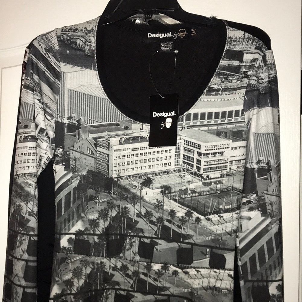 Desigual by Christian Lacroix long sleeve dress with gray/black print - Picture 6 of 8